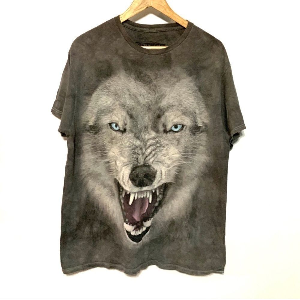 3D graphic tees wolf oversized tee Large